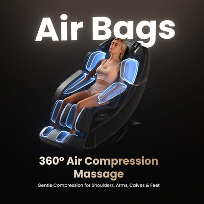 Massage Chair Full Body, Zero Gravity Sl-Track, 4D-Pro Massage with 19 Preset Modes & 11 Techniques, Back Heat, 16 Airbags, 3D Foot Rollers for Deep Tissue Relief in Home Office