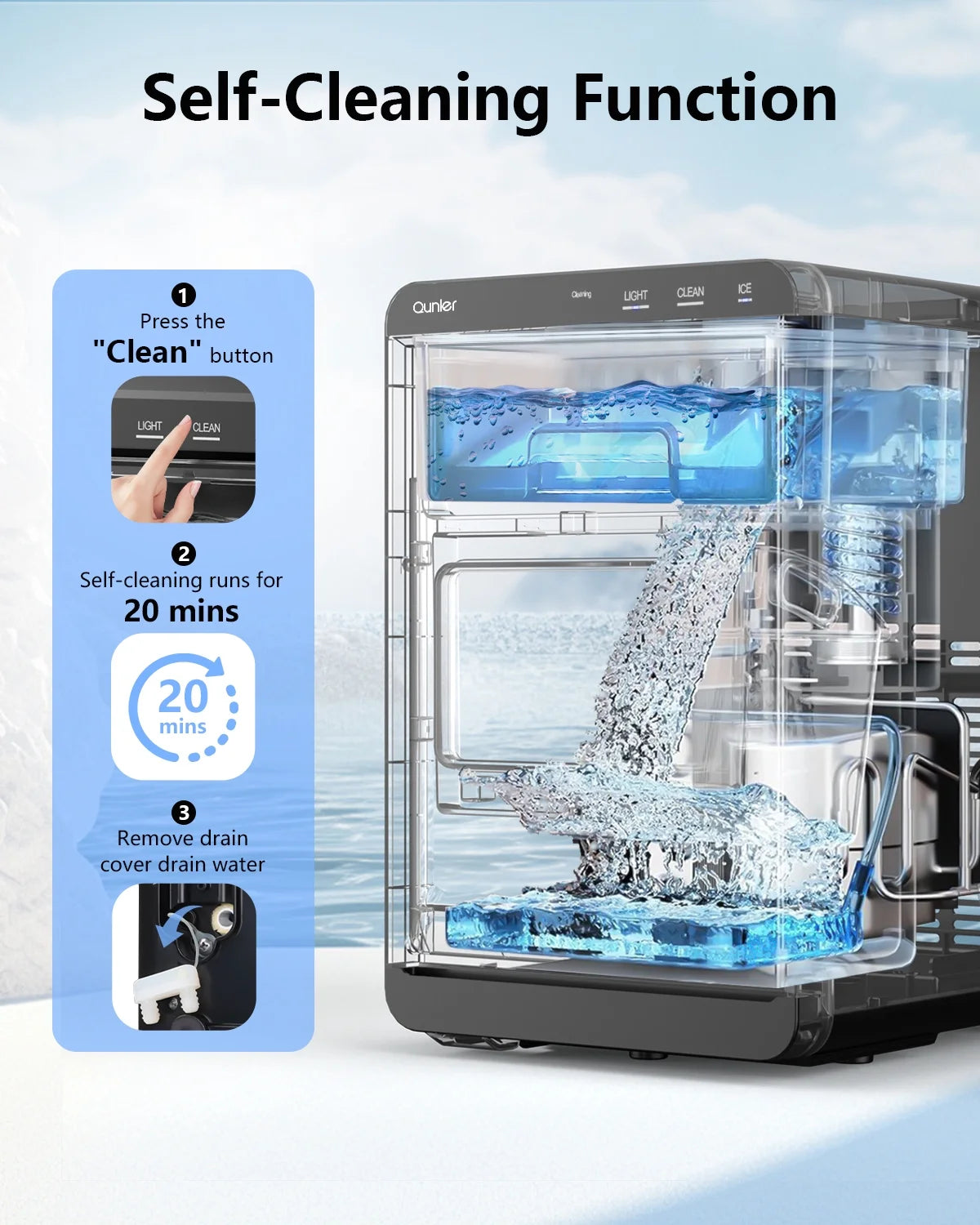 Nugget Ice Maker Countertop, 44Lbs per Day Chewable Pebble Nugget Ice Machine with Touch Screen for Home, Kitchen, Office, Stainless Steel, Black