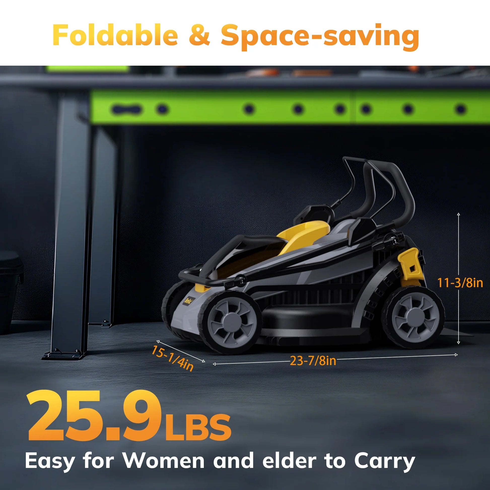 20V 13'' Cordless Lawn Mower - Versatile Grass Cutter with 4.0Ah Battery, 5 Height Settings & Durable Blades for Effortless Lawn Care