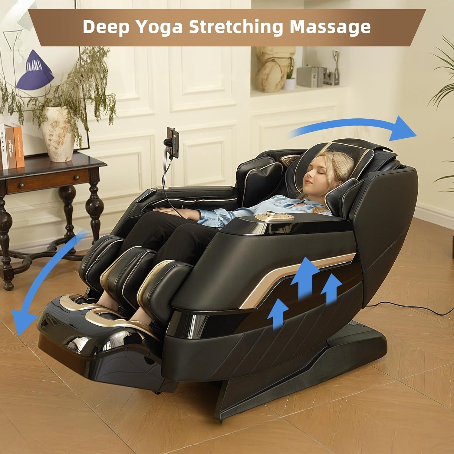 A66 4D Full Body Massage Chair – Made in the U.S.A. with U.S. & Imported Material, SL Track, Yoga Stretch, Zero Gravity, AI Voice Control, Heating, Automatic Footrest