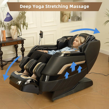 A66 4D Full Body Massage Chair – Made in the U.S.A. with U.S. & Imported Material, SL Track, Yoga Stretch, Zero Gravity, AI Voice Control, Heating, Automatic Footrest