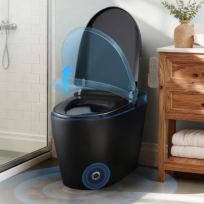 Smart Toilet with Tankless Bidet Wash, Auto-Open Lid/Seat, 1.28 Gallons Auto Dual Flush, Heat Seat, Warm Wash/Dryer, Soft Closing, Remote Control
