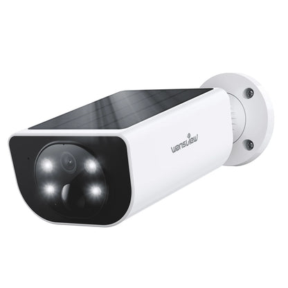 2K Solar Camera Wifi Outdoor Wireless with Spotligt, Waterproof, PIR Alert, Siren, Color Night Vision, Two-Way Audio, Works with Alexa