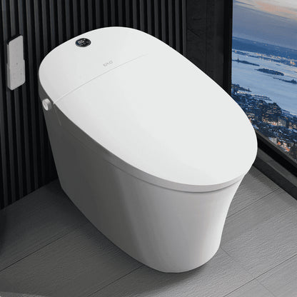 Smart Toilet with Foam Shield Splash Proof, One Piece Bidet Toilet,Dual Auto Flush,Foot Sensor Operation,Modern Elongated Toilet E16