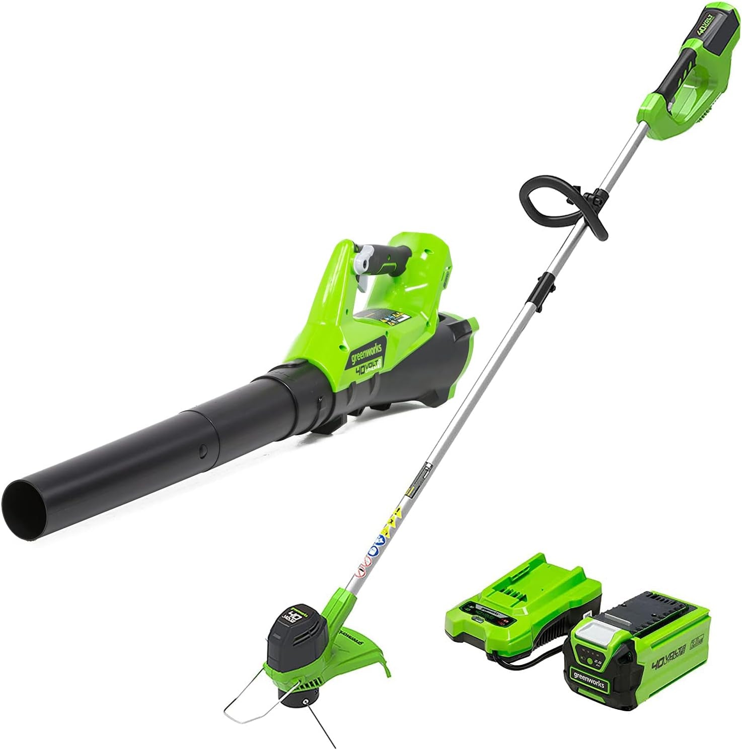 40V Lawn Care Combo Kit, Trimmer & Blower for Edging & Leaf Cleanup, 2.0Ah Battery & Charger (Gas-Free Yard Duo)