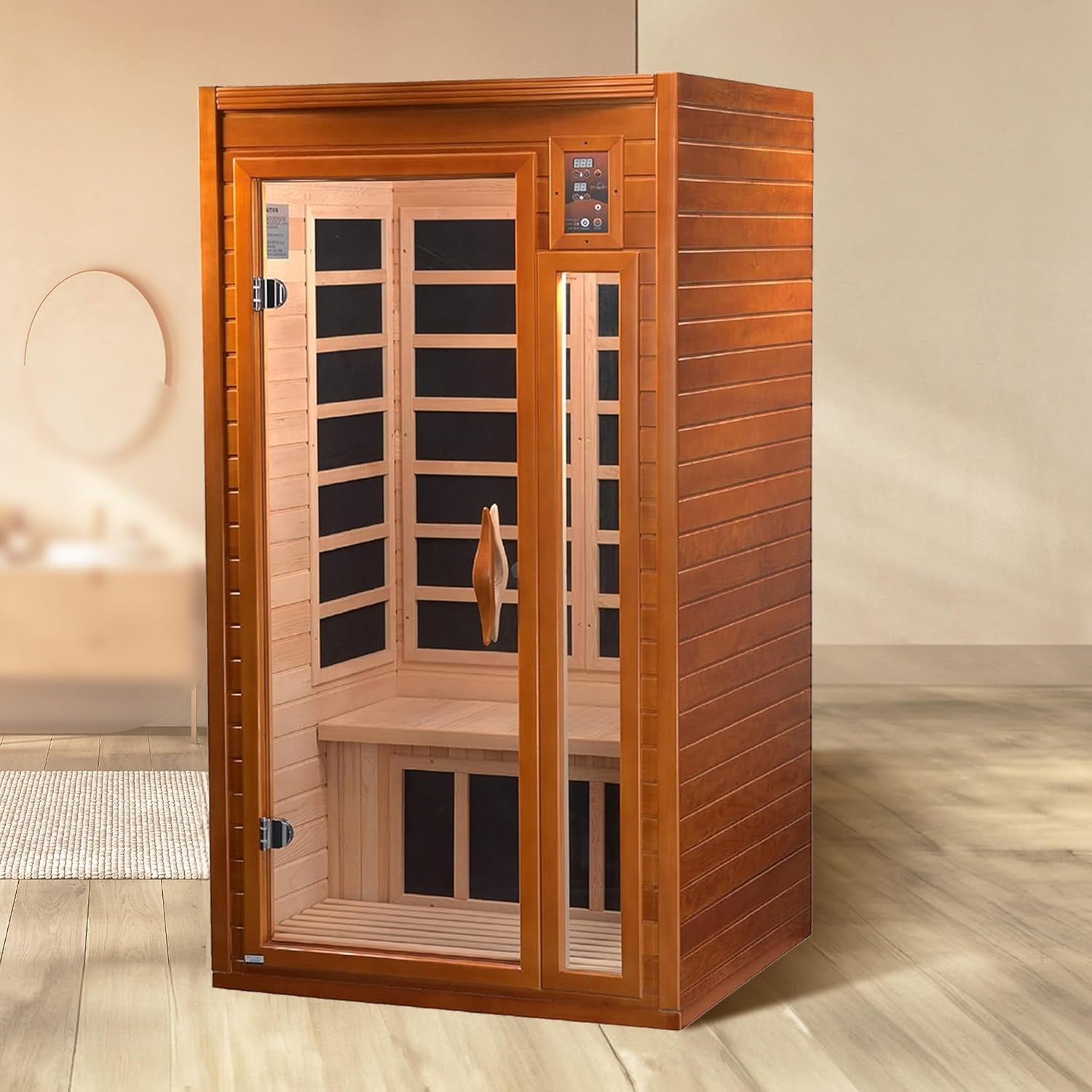 Barcelona 1- to 2-Person Low EMF FAR Infrared Sauna with Red Light Therapy & Bluetooth Speakers | Personal Indoor Dry Heat Sauna for Home & Gym – Made from Canadian Hemlock