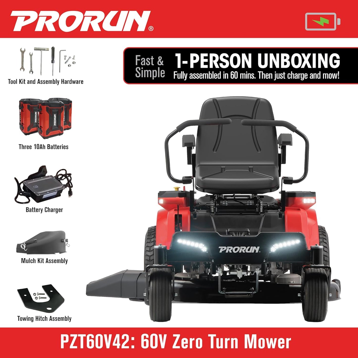 60V Zero Turn Riding Lawn Mower
