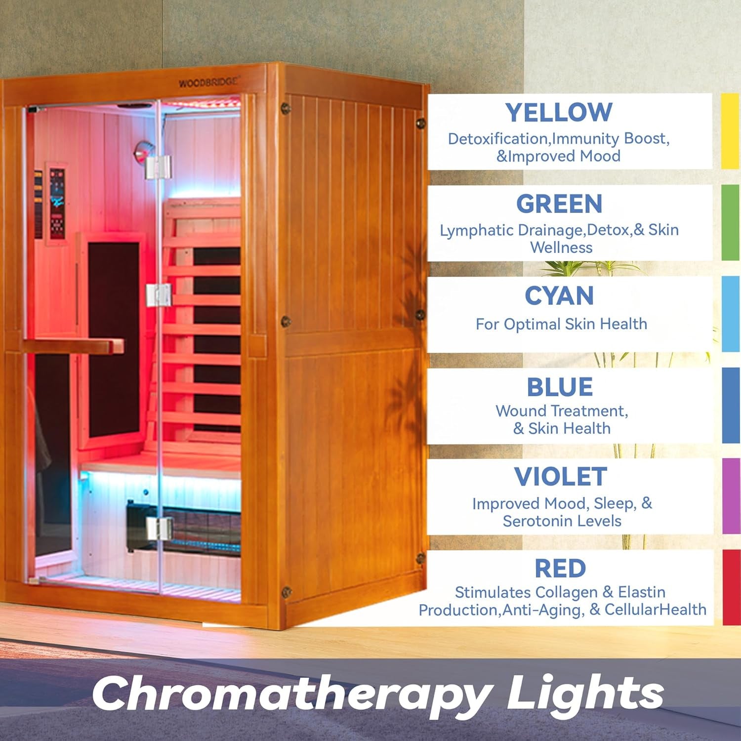 Infrared Home Sauna Room 2 Person Hemlock Wooden Indoor Sauna with 7 Carbon Heaters, Red Light Therapy, Bluetooth Speaker, Intelligent Control Panel, Tempered Glass & Top Vent