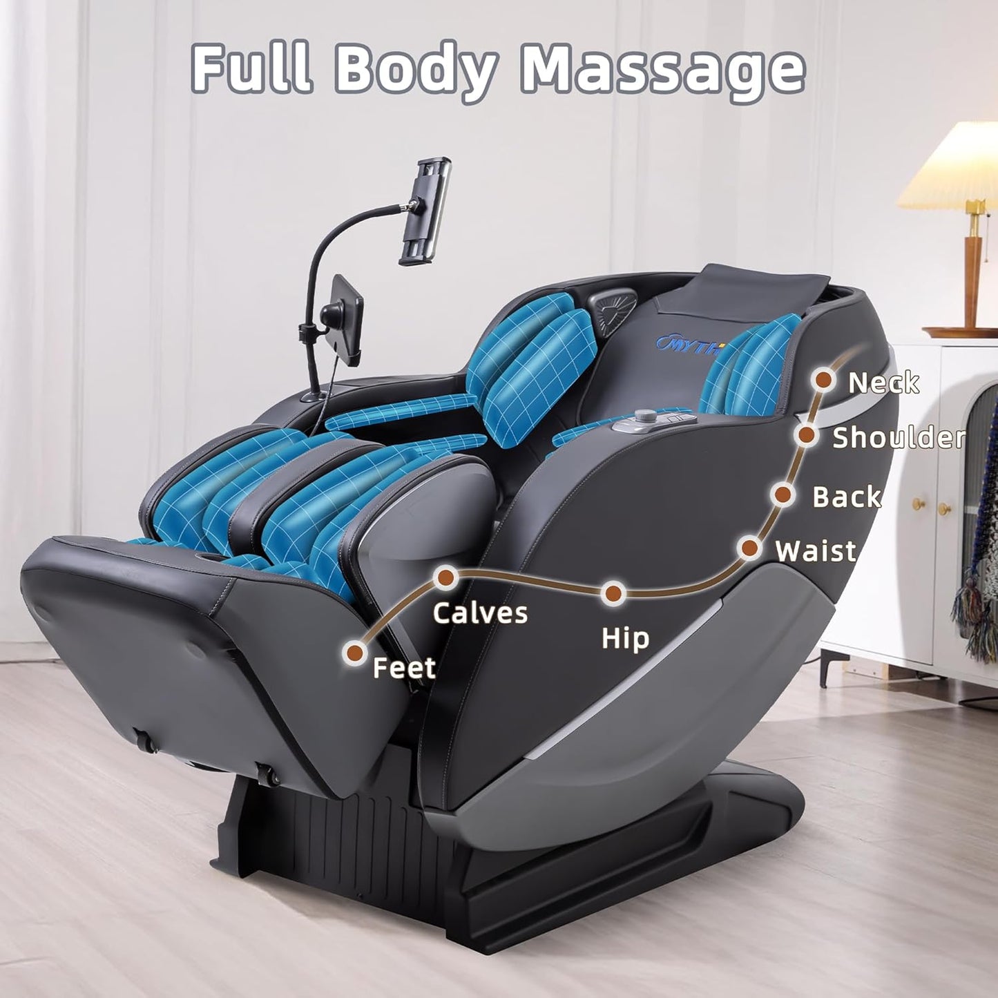 2026 A303C Massage Chair, Full Body Zero Gravity Recliner with SL Track, Body Scan, 12 Auto Modes, Lumbar Heat, Bluetooth App, Wireless Charge, and Foot Rollers for Home and Office (Black)