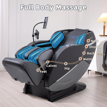2026 A303C Massage Chair, Full Body Zero Gravity Recliner with SL Track, Body Scan, 12 Auto Modes, Lumbar Heat, Bluetooth App, Wireless Charge, and Foot Rollers for Home and Office (Black)