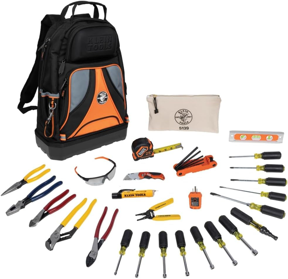 80028 Hand Tools Kit Includes Pliers, Screwdrivers, Nut Drivers, Backpack, and More Jobsite Tools, 28-Piece Tools Set