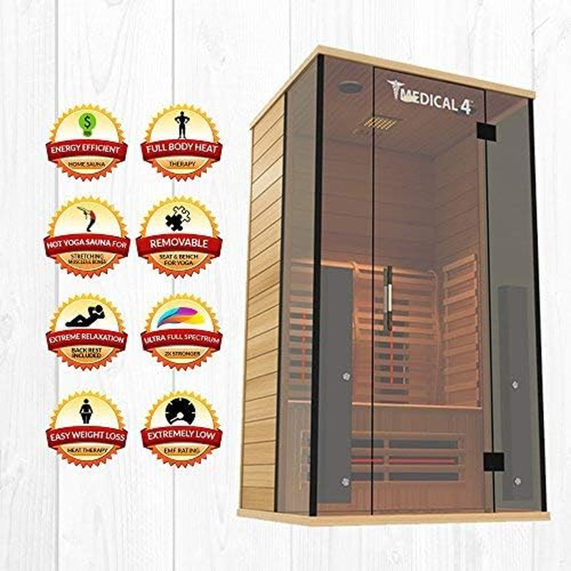 Luxury 2-Person Full Spectrum Indoor Infrared Sauna with Oxygen Ionizer and Chromatic Light Therapy - Perfect for Hot Yoga and Relaxation!