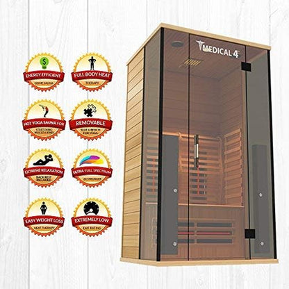 Luxury 2-Person Full Spectrum Indoor Infrared Sauna with Oxygen Ionizer and Chromatic Light Therapy - Perfect for Hot Yoga and Relaxation!