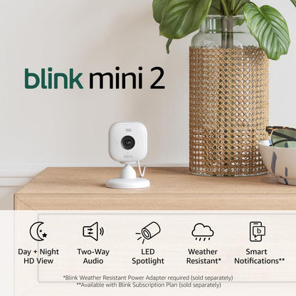 Mini 2 — Home Security & Pet Camera with HD Video, Color Night View, Motion Detection, Two-Way Audio, and Built-In Spotlight — 1 Camera (White)