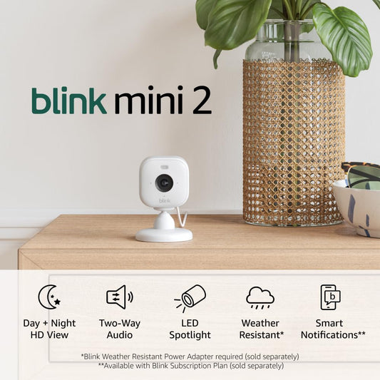Mini 2 — Home Security & Pet Camera with HD Video, Color Night View, Motion Detection, Two-Way Audio, and Built-In Spotlight — 1 Camera (White)
