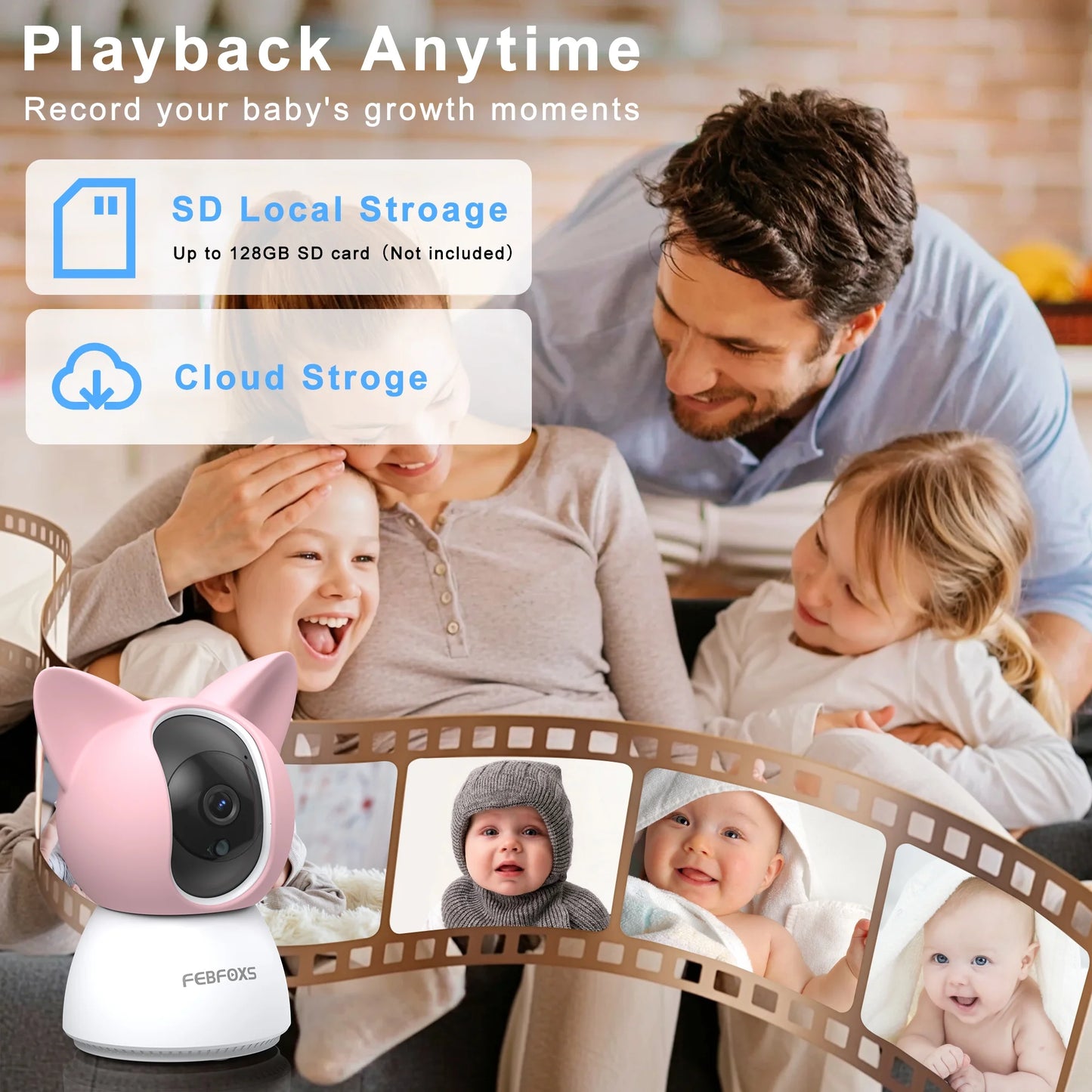 2K Baby Monitor, 5G/2.4G Wifi Indoor Security Camera, 360°Pan/Tilt Baby Monitor with Camera and Audio, Night Vision, 2-Way Audio