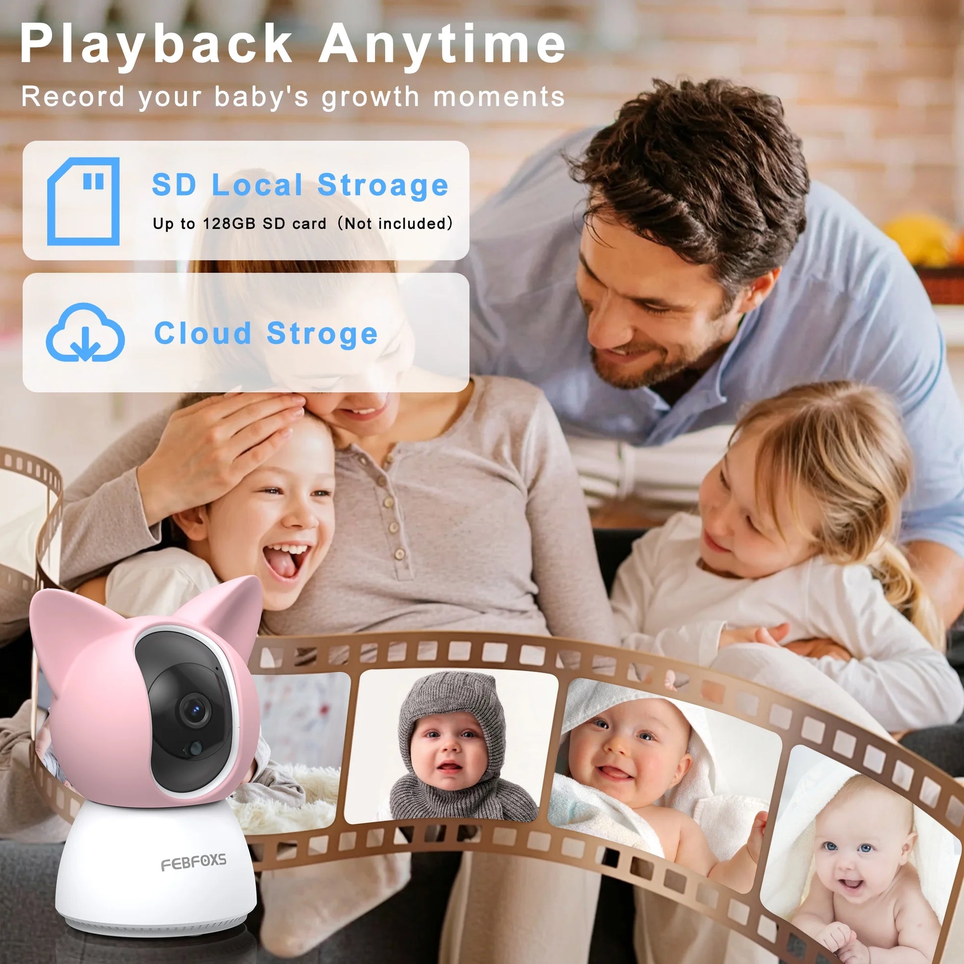 2K Baby Monitor, 5G/2.4G Wifi Indoor Security Camera, 360°Pan/Tilt Baby Monitor with Camera and Audio, Night Vision, 2-Way Audio