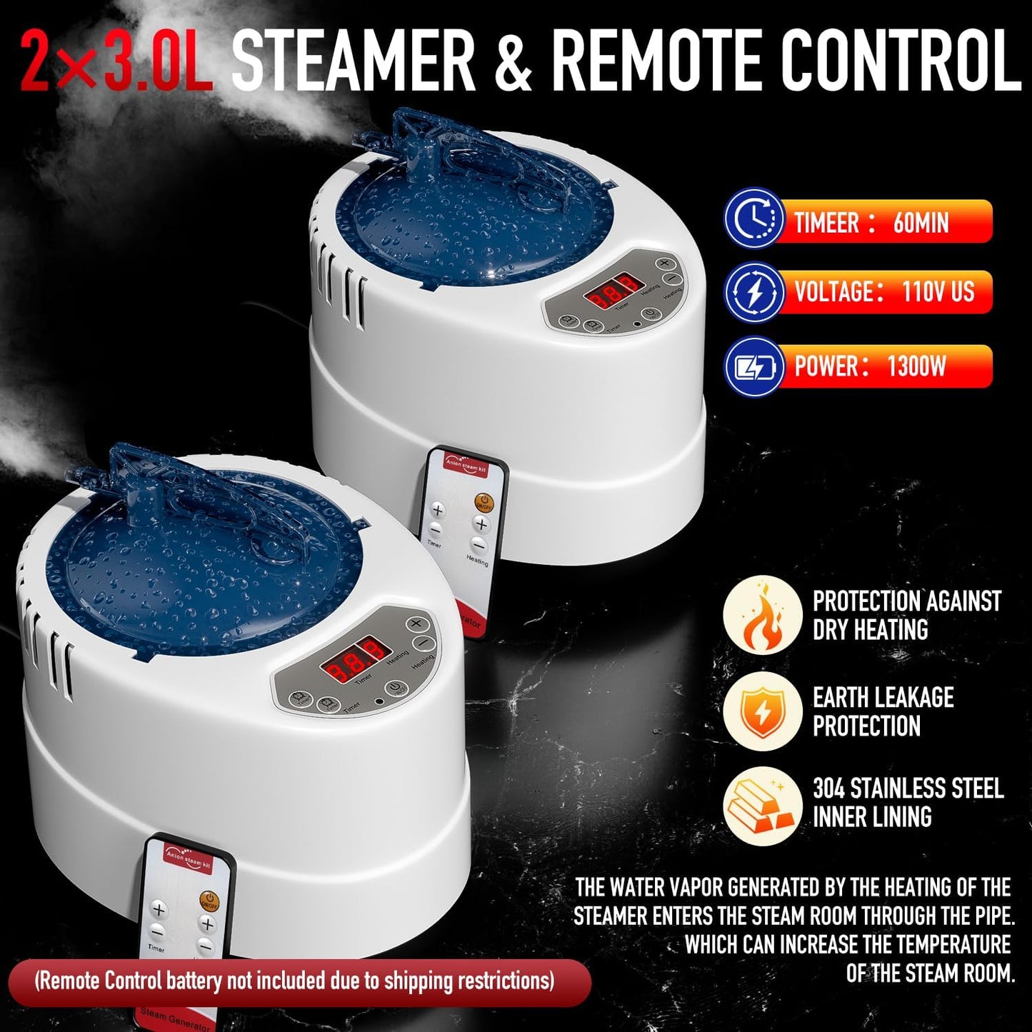 Upgraded 2 Person Sauna Portable Infrared Steam Sauna with 660Nm Red Light Therapy Panel & 2X 3L 1300W Steamers, 2 Folding Chair, XXXL Sauna Box Sauna Tent Home Sauna, 72"X 50"X 36"