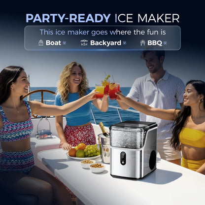Nugget Ice Maker Countertop, Portable Ice Maker Machine with Self-Cleaning Function, 35Lbs/Day, Soft Chewable Pellet Ice, Silver