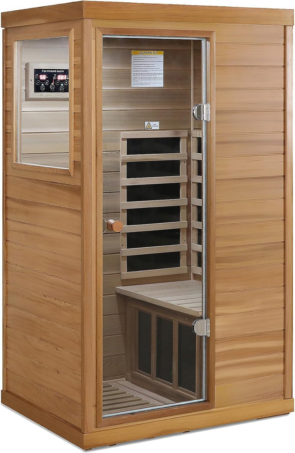 Outdoor Sauna 3 Person Infrared Sauna, Infrared Saunas for Home, 1950W Low EMF Far Infrared Sauna Old Fir Wooden Sauna with Beauty Red Light, Foldable Seat, Bluetooth, Chromotherapy Lamp, 20Amps