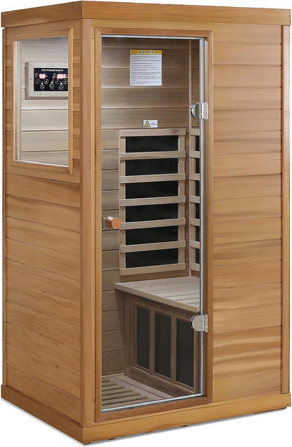 Outdoor Sauna 3 Person Infrared Sauna, Infrared Saunas for Home, 1950W Low EMF Far Infrared Sauna Old Fir Wooden Sauna with Beauty Red Light, Foldable Seat, Bluetooth, Chromotherapy Lamp, 20Amps