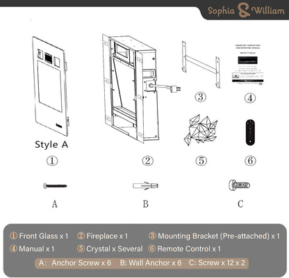 72 Inch Ultra-Thin Electric Fireplace Wall Mounted, Ultra Slim 3.19" Fireplace Heater with Remote Control, Low Noise, Flame Color Adjustable