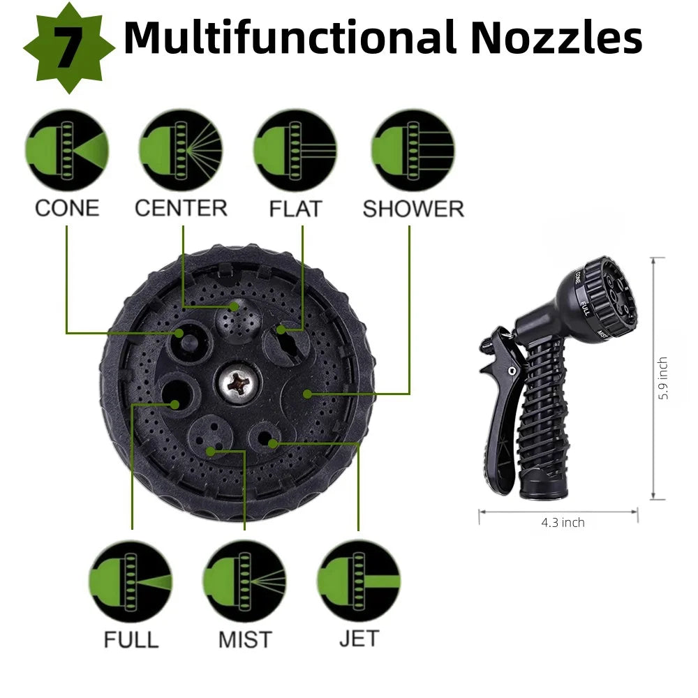 Garden Hose 100 FT,304 Stainless Steel Heavy Duty Water Hose with 7 Function Nozzles No-Kink Rust Proof for Yard Outdoor