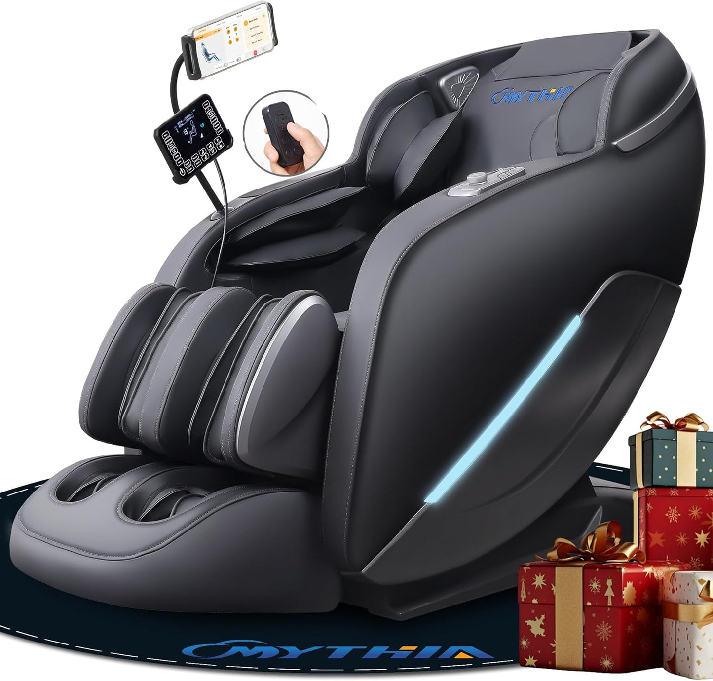 2026 A303C Massage Chair, Full Body Zero Gravity Recliner with SL Track, Body Scan, 12 Auto Modes, Lumbar Heat, Bluetooth App, Wireless Charge, and Foot Rollers for Home and Office (Black)
