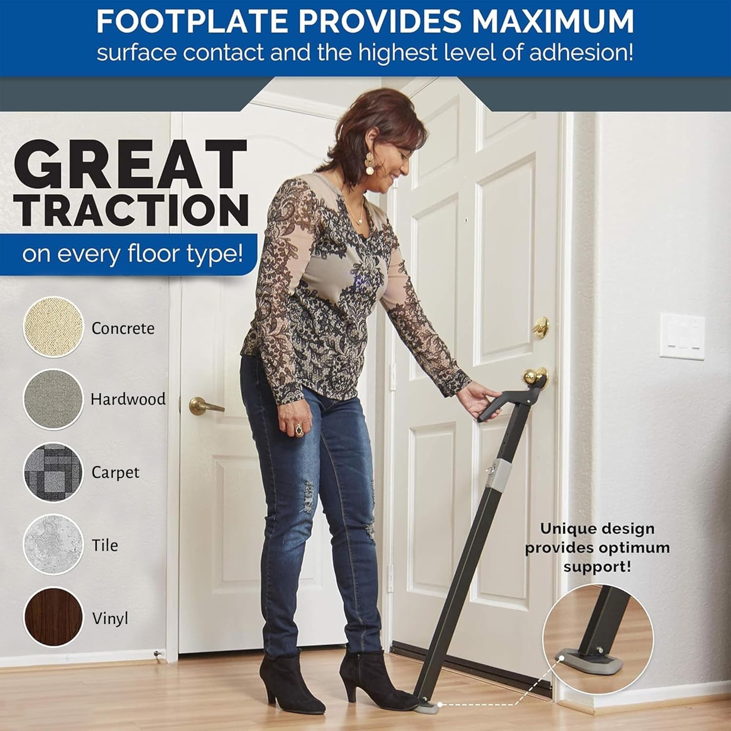 Super Heavy Duty Security Door Lock Bar Fully Adjustable Door Stopper Device for Home Defense for Residential and Commercial Use to Protect against Forced Entry. Security Door Jammer by