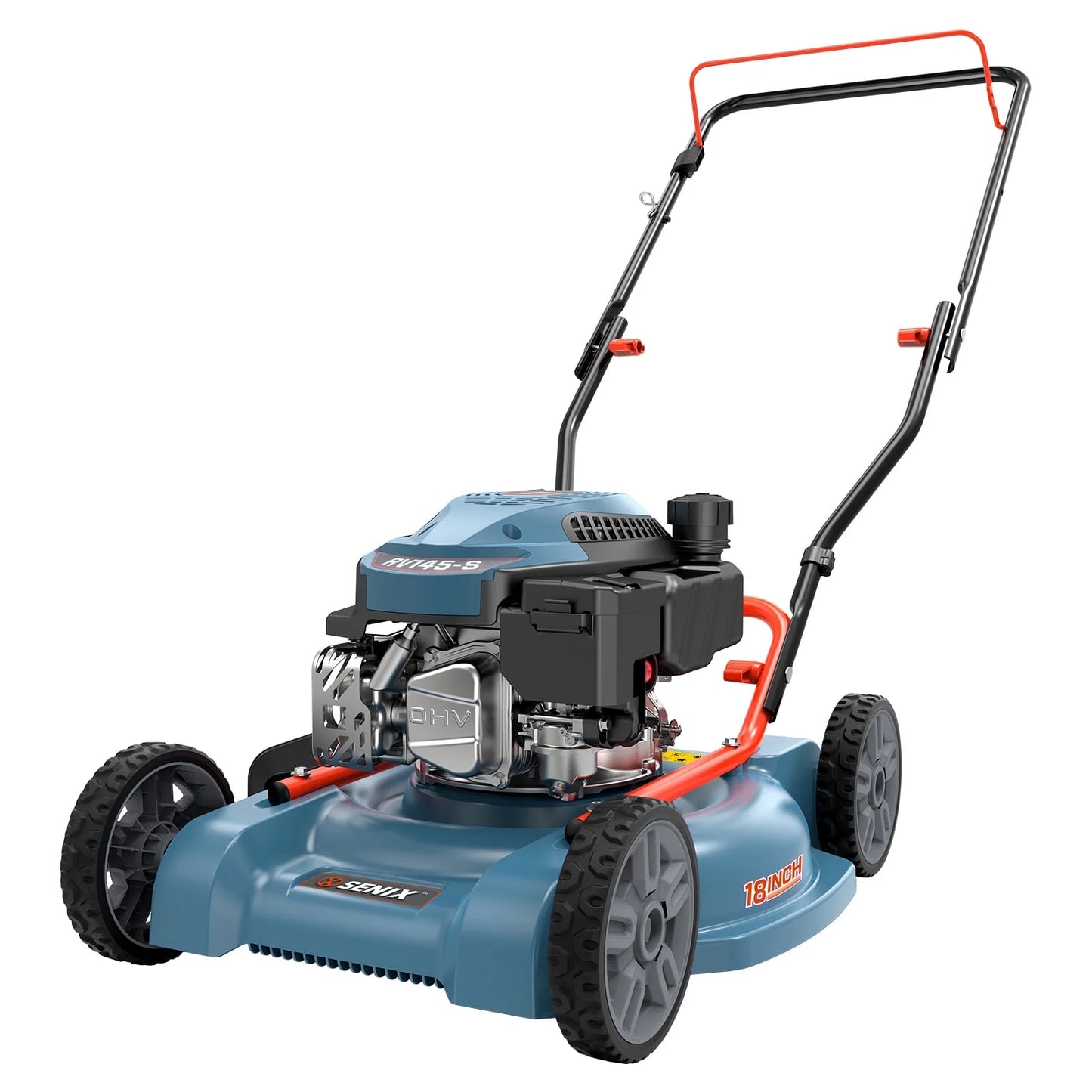 Gas Lawn Mower, 18In Cutting Blade / 19In Cutting Deck, 144Cc 4-Cycle Engine Push Mower with Side Discharge