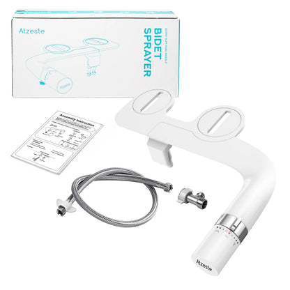 Ultra-Slim Bidet, Non-Electric Dual Nozzle Feminine Wash Fresh Water Sprayer, Adjustable Water Pressure, Bidet for Toilet Seat Attachment, Stainless Steel Inlet Badays