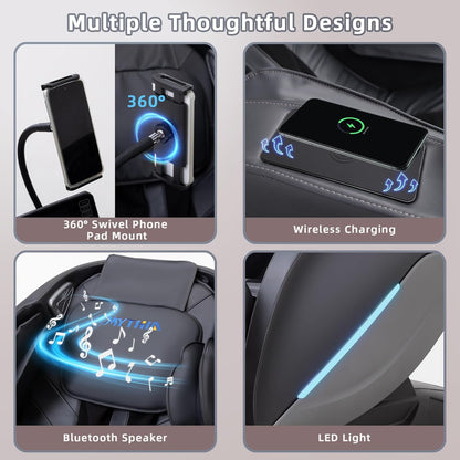 2026 A303C Massage Chair, Full Body Zero Gravity Recliner with SL Track, Body Scan, 12 Auto Modes, Lumbar Heat, Bluetooth App, Wireless Charge, and Foot Rollers for Home and Office (Black)