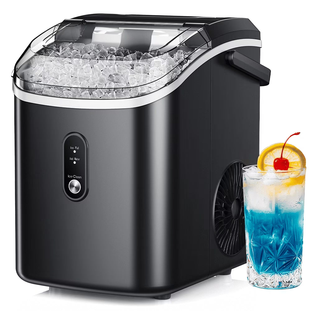 35Lbs/24H Nugget Ice Maker Countertop,Portable Ice Maker Machine with Auto-Cleaning, Black