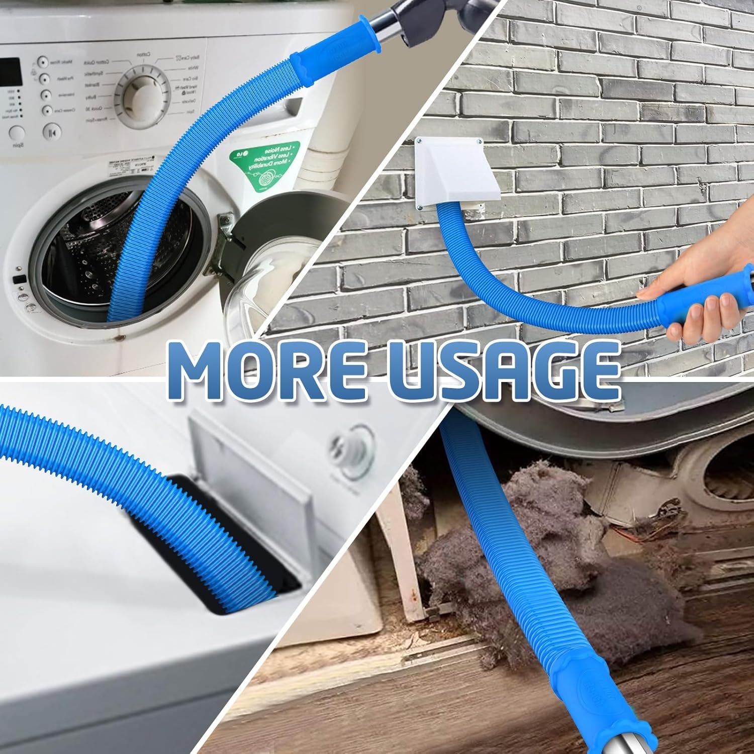 2 Pieces Dryer Vent Cleaner Kit Compatible with Most Vacuum Cleaner, Dryer Lint Brush and Vacuum Hose Attachment with Universal Connector, Quickly Lint Remover