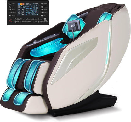 Full Body Zero Gravity Massage Chair with Body Scan 4D Intelligent Shiatsu Strecth Massage, Back/Leg Heated with AI Voice Control Bluetooth Speaker Airbags SL Track Massage Black