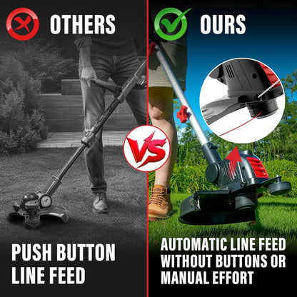 20V 12'' Cordless String Trimmer, Grass Trimmer&Edger with 8 Replacement Spools, Battery Powered Weed Trimmer with Auto Line Feed for Garden, Lawn(2 * 2AH Battery and Charger Included),St12D07