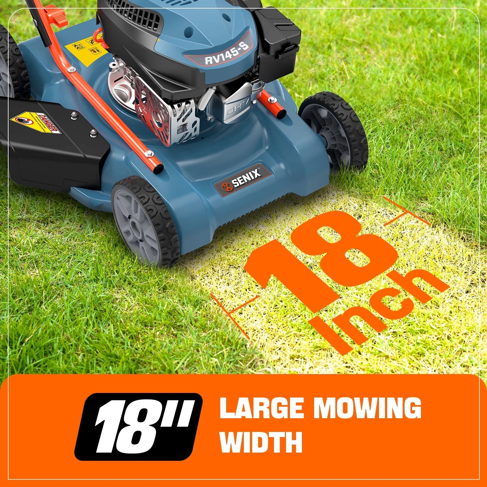 Gas Lawn Mower, 18In Cutting Blade / 19In Cutting Deck, 144Cc 4-Cycle Engine Push Mower with Side Discharge
