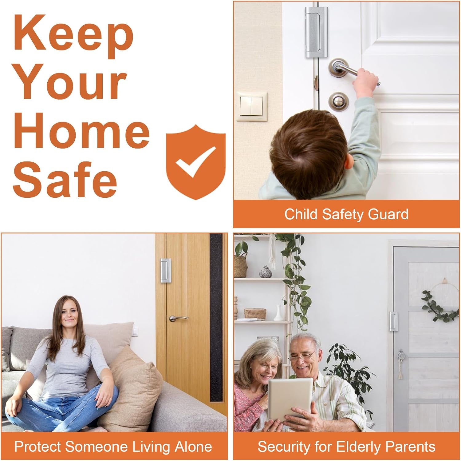 2 Pack Home Security Door Lock,Childproof Door Reinforcement Lock,With 3" Stop Withstand 800 Lbs,For Inward Swing Doors,Night Kids Safety Metal Flip Lock Deadbolt Latch (Silver)