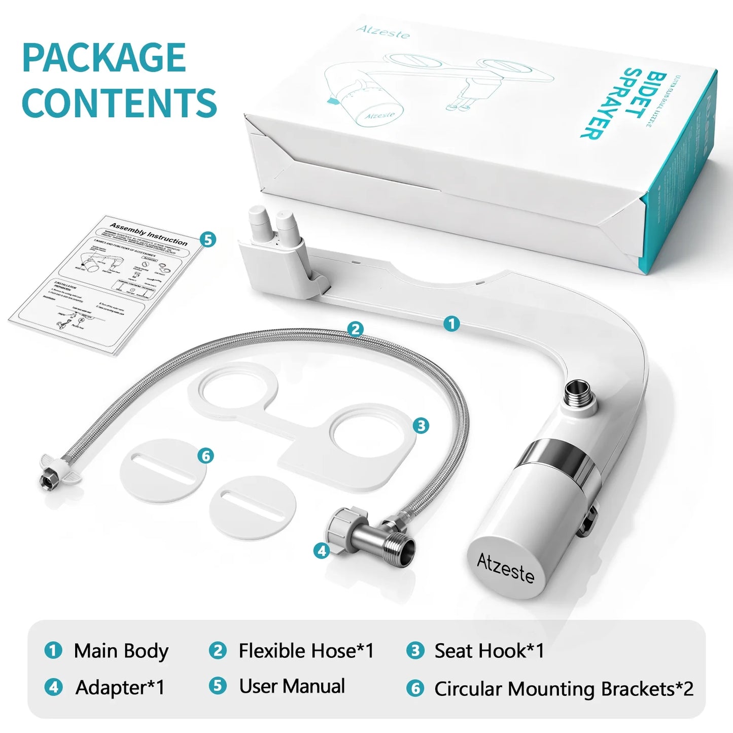 Ultra-Slim Bidet, Non-Electric Dual Nozzle Feminine Wash Fresh Water Sprayer, Adjustable Water Pressure, Bidet for Toilet Seat Attachment, Stainless Steel Inlet Badays