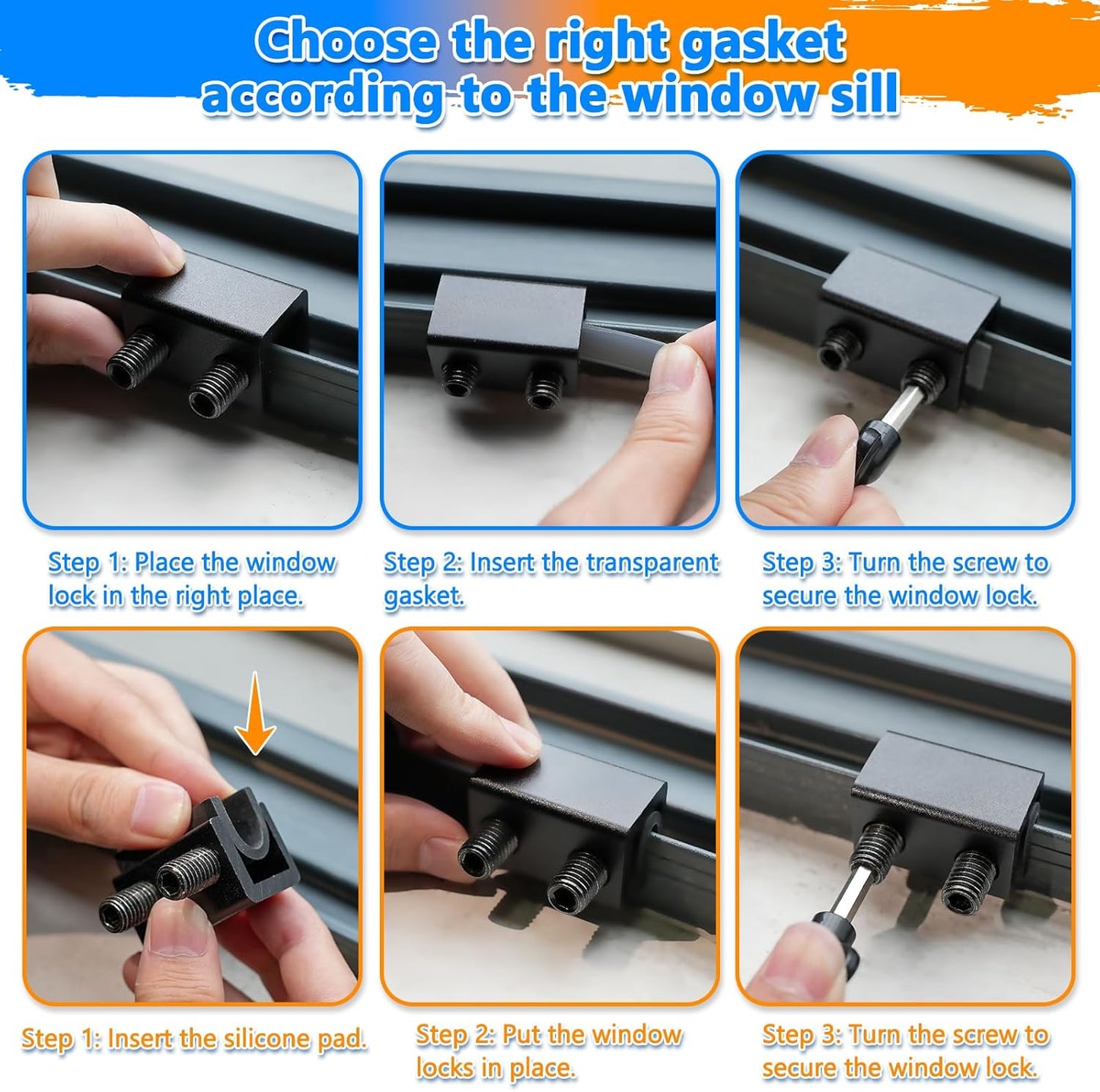 Window Locks, 12 Sets Sliding Window Locks, Sliding Door Lock, Childproof Safety Window Lock Clamps Window Bar or Home School and Office Black