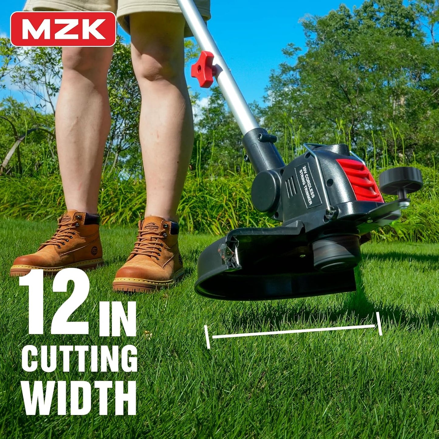 20V 12'' Cordless String Trimmer, Grass Trimmer&Edger with 8 Replacement Spools, Battery Powered Weed Trimmer with Auto Line Feed for Garden, Lawn(2 * 2AH Battery and Charger Included),St12D07