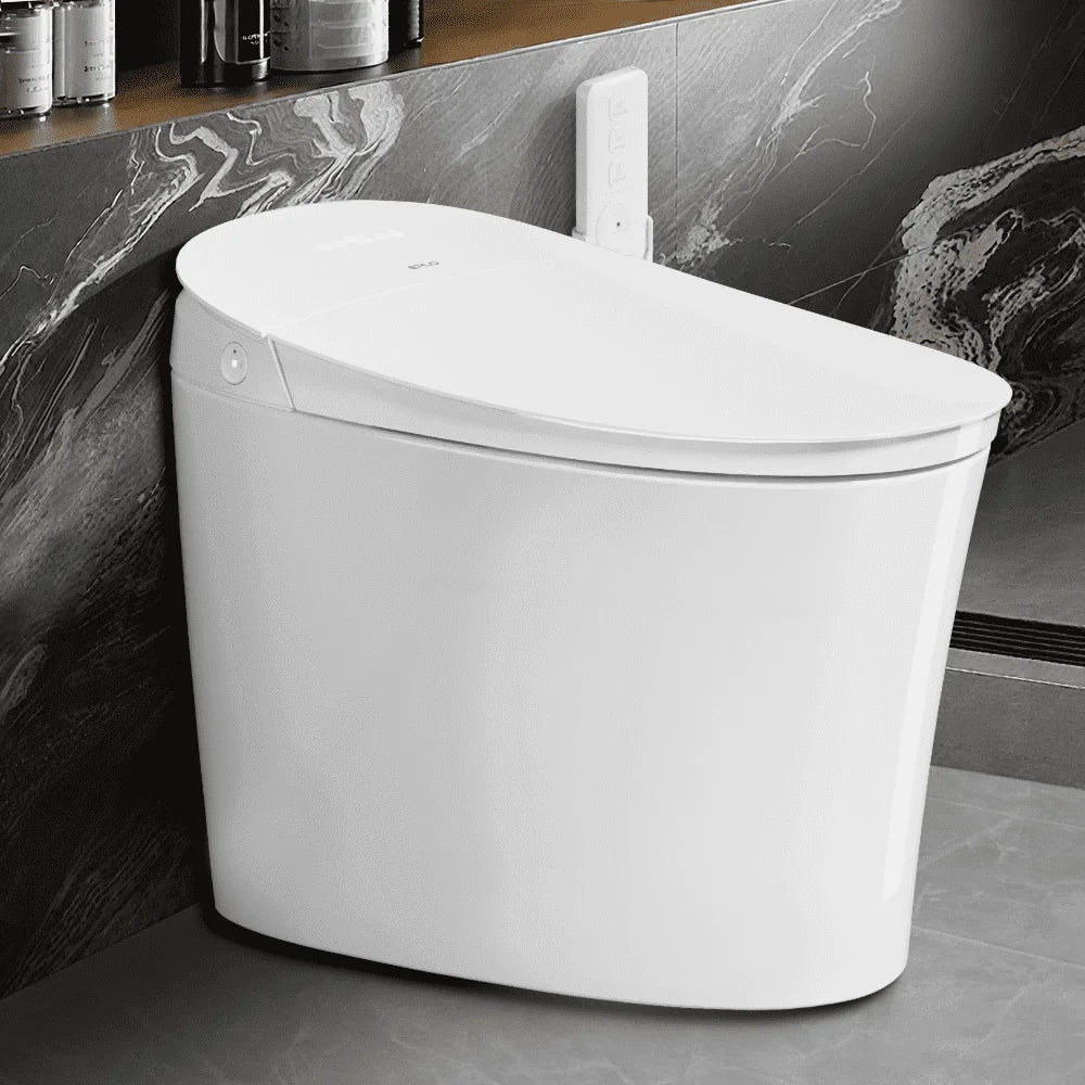 Smart Toilet with Foam Shield Splash Proof, One Piece Bidet Toilet,Dual Auto Flush,Foot Sensor Operation,Modern Elongated Toilet E16