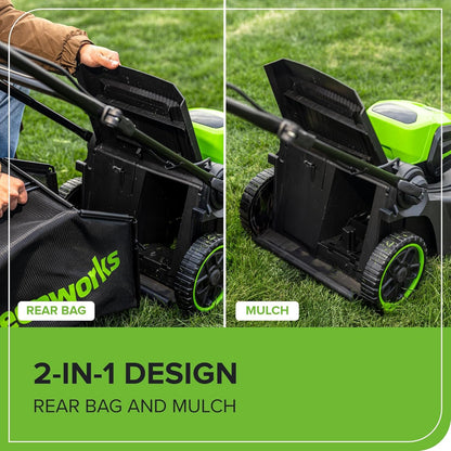 60V 17" Brushless Cordless Push Lawn Mower, 2-In-1 Mulching/Bagging, 4.0Ah Battery and 3A Charger(40Min Runtime)