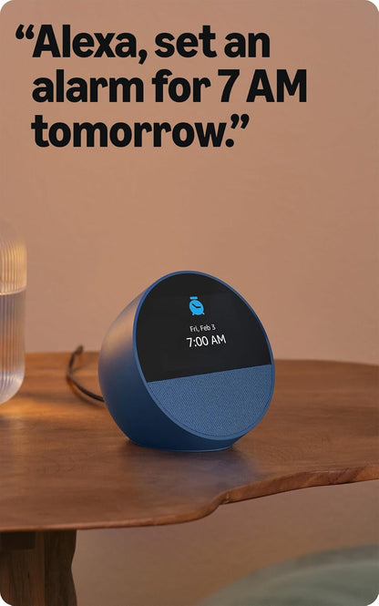 Echo Spot (Newest Model), Great for Nightstands, Offices and Kitchens, Smart Alarm Clock with Alexa+ Early Access, Black