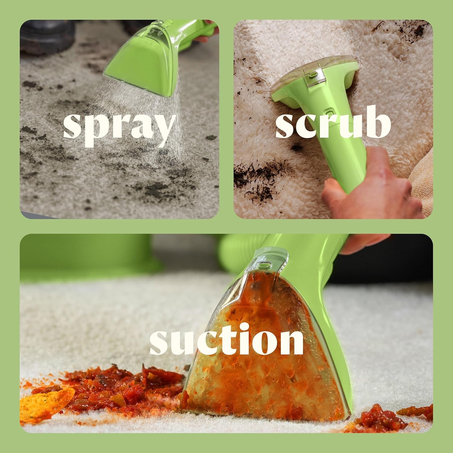 Little Green Mini Portable Carpet and Upholstery Deep Cleaner, Car/Auto Detailer, with Hydrorinse Self-Cleaning Tool and 4" Tough Stain Tool, Tea Green, 4075