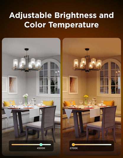 E12 Led Bulb, Smart Light Bulbs Work with Matter, Alexa, Google Assistant, Wifi Candelabra Bulbs 40 Watt Equivalent, RGBWW Color Changing Light Bulb, 2.4Ghz Only, 450 LM, 4 Pack