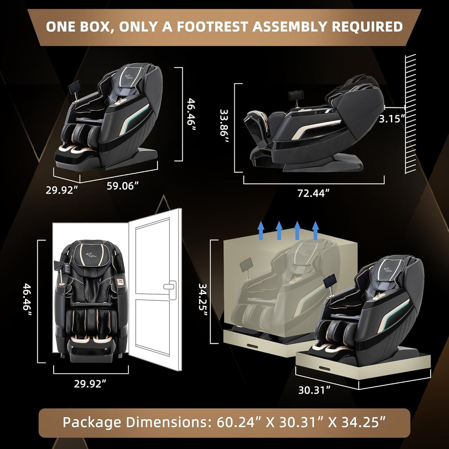 A66 4D Full Body Massage Chair – Made in the U.S.A. with U.S. & Imported Material, SL Track, Yoga Stretch, Zero Gravity, AI Voice Control, Heating, Automatic Footrest