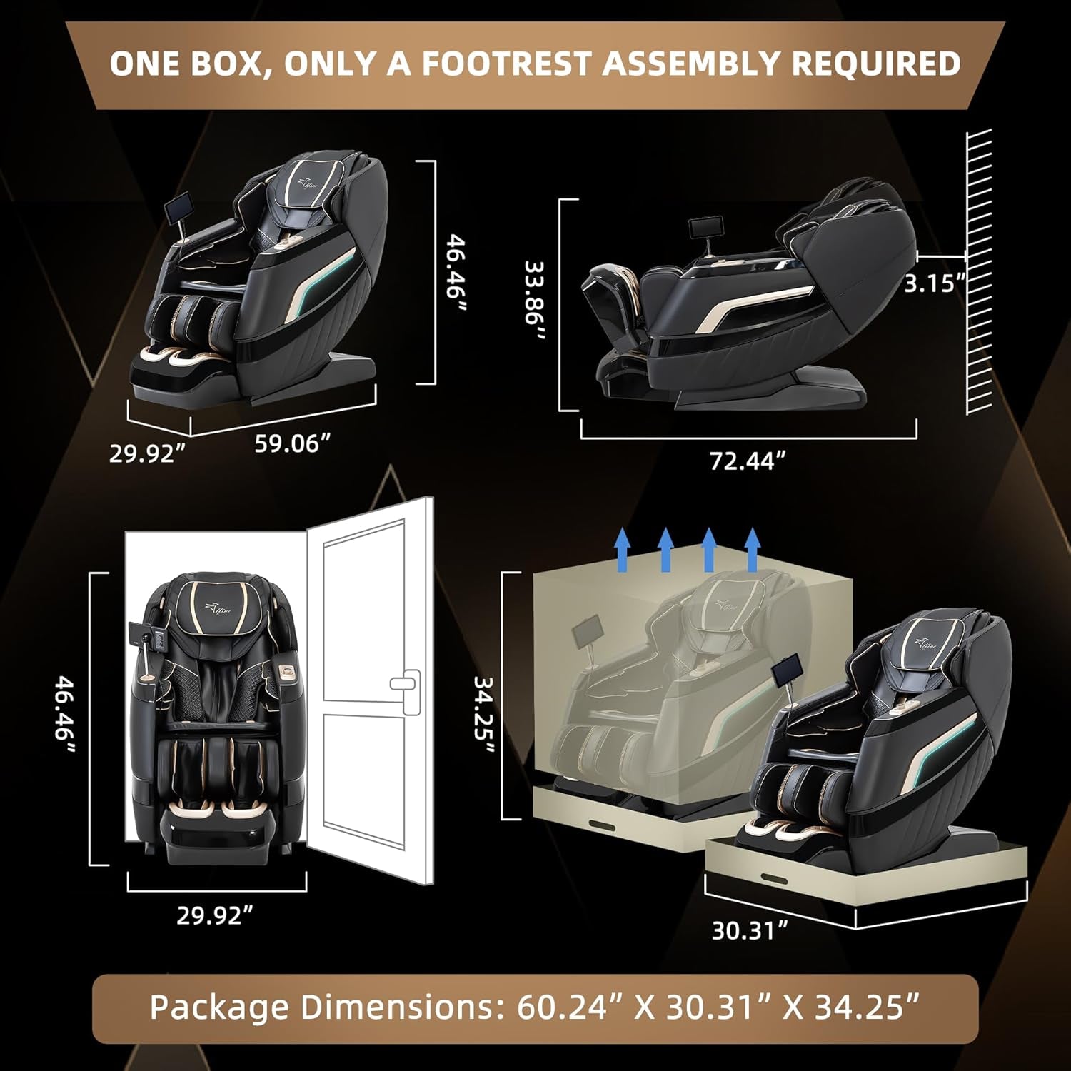 A66 4D Full Body Massage Chair – Made in the U.S.A. with U.S. & Imported Material, SL Track, Yoga Stretch, Zero Gravity, AI Voice Control, Heating, Automatic Footrest