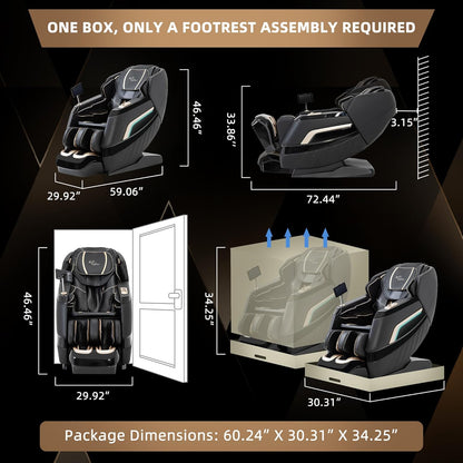A66 4D Full Body Massage Chair – Made in the U.S.A. with U.S. & Imported Material, SL Track, Yoga Stretch, Zero Gravity, AI Voice Control, Heating, Automatic Footrest