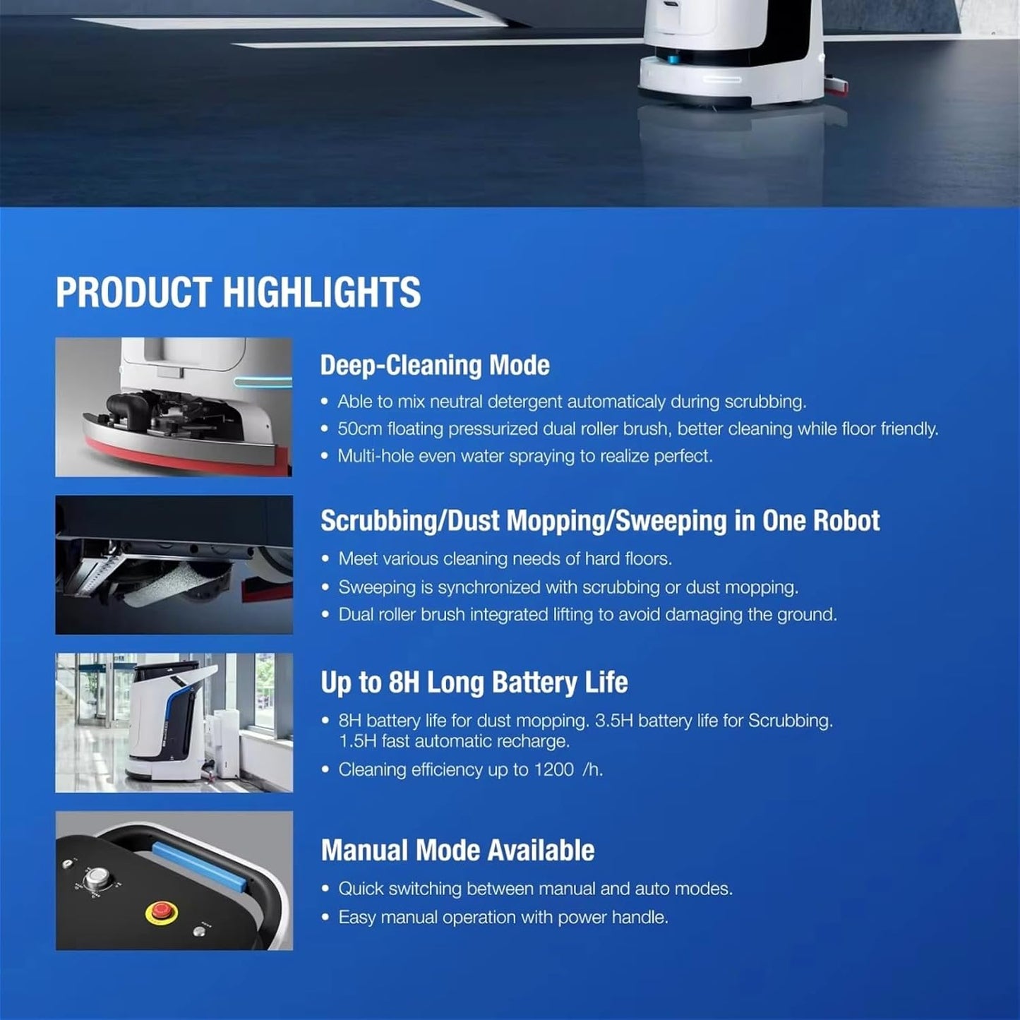 Robot Vacuum Cleaner, Ai-Powered Smart Robotic Floor Cleaner with Scrubbing and Sweeping, Perfect for Homes, Apartments, and Large Spaces